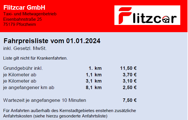 Unsere Preise ab Januar 2024. 